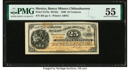 Mexico Banco Minero Chihuahuense 25 Centavos 1880 Pick S172a M145a PMG About Uncirculated 55. Previously mounted. 

HID09801242017

© 2020 Heritage Au...
