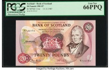 Scotland Bank of Scotland 20 Pounds 15.12.1987 Pick 114e PCGS Gem New 66PPQ. 

HID09801242017

© 2020 Heritage Auctions | All Rights Reserved