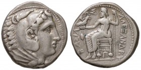 GRECHE - RE DI MACEDONIA - Alessandro III (336-323 a.C.) - Tetradracma - Testa di Eracle a d. /R Zeus seduto a s. con aquila e scettro; a s. una spiga...