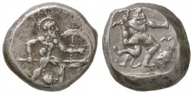 GRECHE - PANFILIA - Aspendos - Statere - Guerriero andante a d. con lancia e scudo /R Triscele Sear 5381 (AG g. 11,03)
BB/BB+