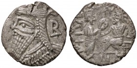 GRECHE - RE PARTHI - Vologases III (148-192) - Tetradracma - Busto diademato a s. /R Il Re in trono a d. incoronato dalla Tyche S. Cop. 235 (AG g. 11,...