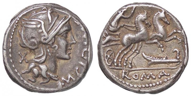 ROMANE REPUBBLICANE - CIPIA - M. Cipius M. F. (115-114 a.C.) - Denario - Testa d...