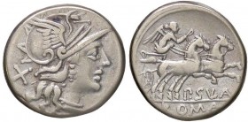ROMANE REPUBBLICANE - CORNELIA - P. Cornelius Sulla (151 a.C.) - Denario - Testa di Roma a d. /R La Vittoria su biga verso d. B. 1; Cr. 205/1 (AG g. 4...