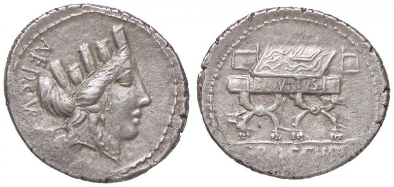 ROMANE REPUBBLICANE - FURIA - P. Furius Crassipes (84 a.C.) - Denario - Testa di...