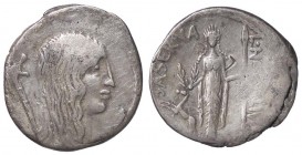 ROMANE REPUBBLICANE - HOSTILIA - L. Hostilius Saserna (48 a.C.) - Denario - Testa della Gallia a d.; dietro una carnyx /R Diana d'Efeso stante di fron...