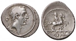 ROMANE REPUBBLICANE - MARCIA - L. Marcius Philippus (56 a.C.) - Denario - Testa di Anco Marzio a d.; dietro, un lituo /R Statua equestre a d. su acque...
