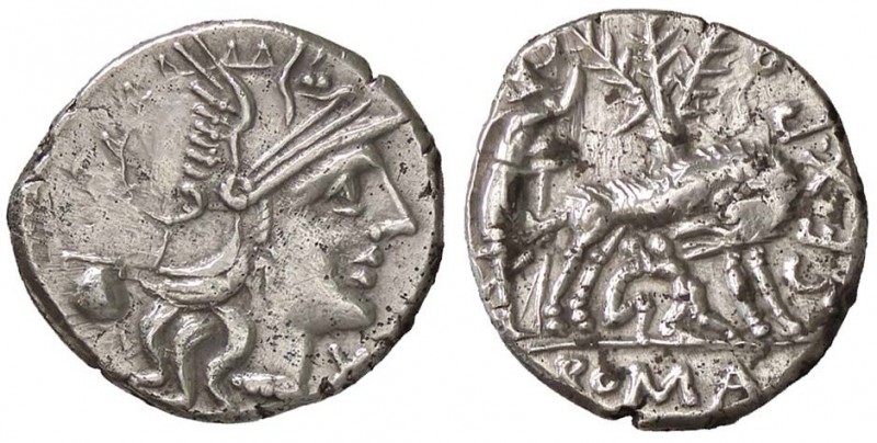 ROMANE REPUBBLICANE - POMPEIA - Sex. Pompeius Fostlus (137 a.C.) - Denario - Tes...
