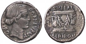 ROMANE REPUBBLICANE - SCRIBONIA - L. Scribonius Libo (62 a.C.) - Denario - Testa diademata del Buon Evento a d. /R Pozzo scriboniano B. 8; Cr. 416/1b ...