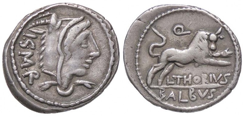 ROMANE REPUBBLICANE - THORIA - L. Thorius Balbus (105 a.C.) - Denario - Testa di...