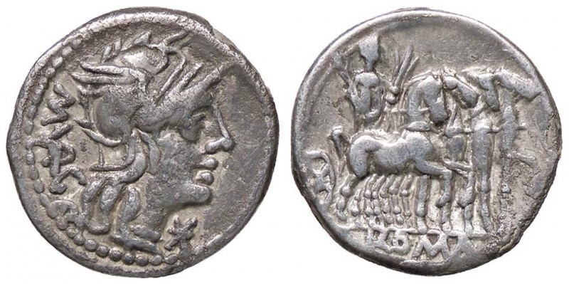 ROMANE REPUBBLICANE - VARGUNTEIA - M. Vargunteius (130 a.C.) - Denario - Testa d...