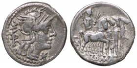 ROMANE REPUBBLICANE - VARGUNTEIA - M. Vargunteius (130 a.C.) - Denario - Testa di Roma a d. /R Giove in quadriga verso d. B. 1; Cr. 257/1 (AG g. 3,8)...