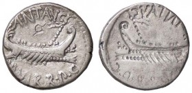 ROMANE IMPERIALI - Marc'Antonio († 30 a.C.) - Denario - Galera pretoriana /R Incuso del D/ Cr. 544 (AG g. 3,72)
BB