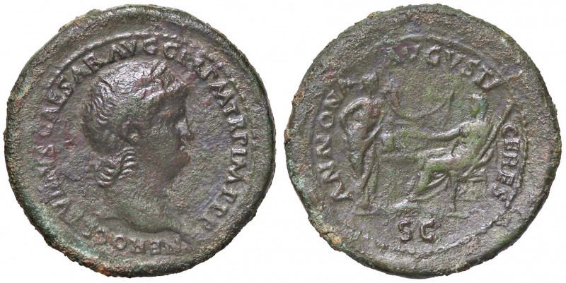 ROMANE IMPERIALI - Nerone (54-68) - Sesterzio - Testa laureata a d. /R Cerere se...