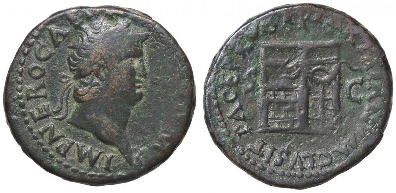 ROMANE IMPERIALI - Nerone (54-68) - Asse - Testa laureata a d. /R Tempio di Gian...