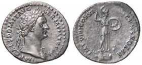 ROMANE IMPERIALI - Domiziano (81-96) - Denario - Testa laureata a d. /R Minerva stante a d. su vascello con lancia e scudo C. 180 (AG g. 3,24)
qSPL