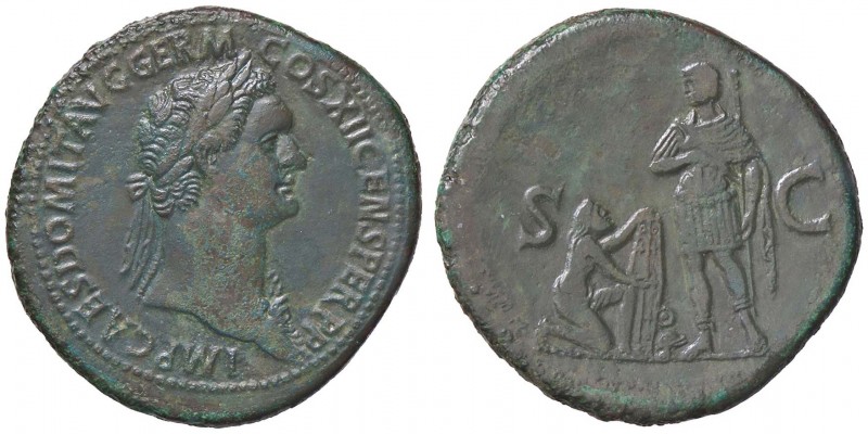 ROMANE IMPERIALI - Domiziano (81-96) - Sesterzio - Busto laureato a d. con l'egi...