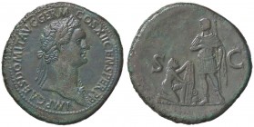 ROMANE IMPERIALI - Domiziano (81-96) - Sesterzio - Busto laureato a d. con l'egida /R Domiziano stante a s. con lancia, davanti a lui un germanico in ...