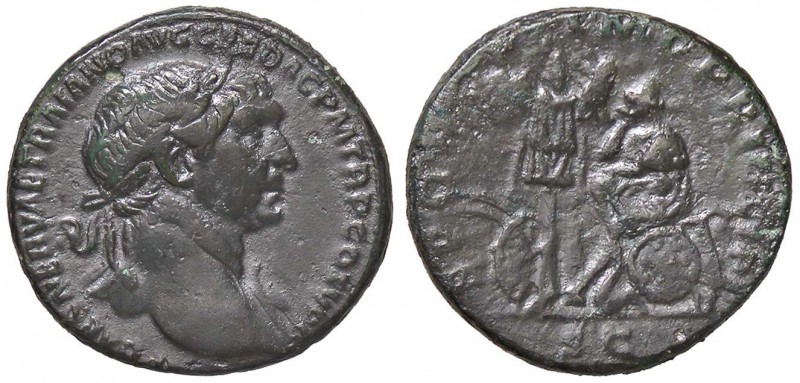 ROMANE IMPERIALI - Traiano (98-117) - Asse - Testa laureata a d. /R La Dacia sed...