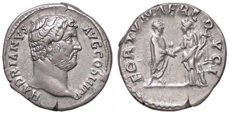 ROMANE IMPERIALI - Adriano (117-138) - Denario - Testa a d. /R La Fortuna con co...
