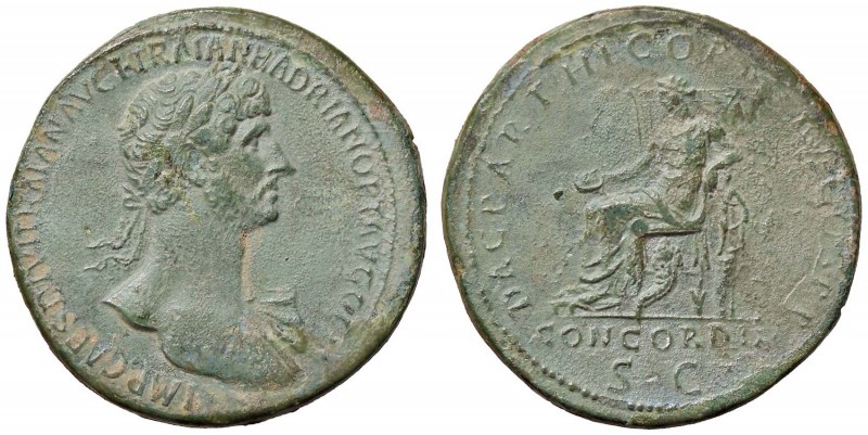 ROMANE IMPERIALI - Adriano (117-138) - Sesterzio - Busto laureato e drappeggiato...