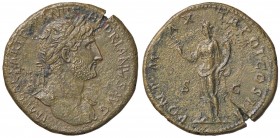 ROMANE IMPERIALI - Adriano (117-138) - Sesterzio - Busto laureato a d. /R La Pace stante a s. con caduceo e cornucopia C. 1192 (AE g. 23,9)
BB+