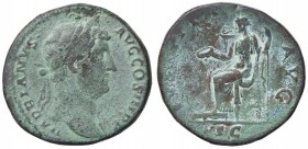 ROMANE IMPERIALI - Adriano (117-138) - Sesterzio - Testa a d. /R La Giustizia seduta a s. con patera e scettro C. 879 (AE g. 22,69)
BB