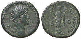 ROMANE IMPERIALI - Adriano (117-138) - Dupondio - Testa radiata a d. /R L'Eternità di fronte con le teste del Sole e della Luna C. 134 (AE g. 11,77) S...