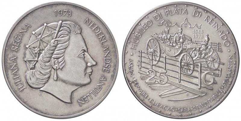 ESTERE - ANTILLE OLANDESI - Juliana (1948-1980) - 25 Gulden 1973 - 25° anniversa...