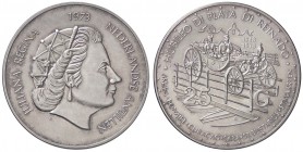 ESTERE - ANTILLE OLANDESI - Juliana (1948-1980) - 25 Gulden 1973 - 25° anniversario di regno Kr. 14 AG Tracce di pulitura
qSPL/qFDC