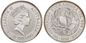 ESTERE - AUSTRALIA - Elisabetta II (1952) - 5 Dollari 1991 - Kookaburra Kr. 138 AG
FS