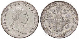 ESTERE - AUSTRIA - Francesco I Imperatore (1806-1835) - 20 Kreuzer 1832 A Kr. 2147 AG
SPL/qFDC