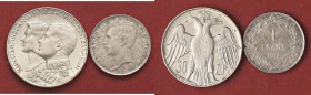ESTERE - BELGIO - Alberto I (1909-1934) - Franco 1912 Kr. 73.1 AG Assieme a 30 dracme 1964 - Lotto di 2 monete
qFDC÷FDC