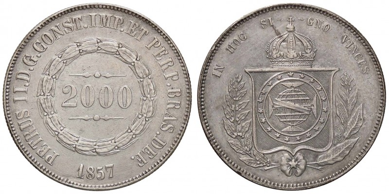 ESTERE - BRASILE - Pedro II (1831-1889) - 2.000 Reis 1857 Kr. 466 AG
BB/qBB