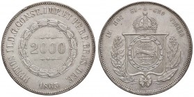 ESTERE - BRASILE - Pedro II (1831-1889) - 2.000 Reis 1863 Kr. 466 AG
BB/qBB
