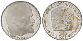 ESTERE - CECOSLOVACCHIA - Repubblica - 50 Corone 1970 - 100° Anniversario nascita di Lenin Kr. 70 AG Tracce di nastro adesivo
FS