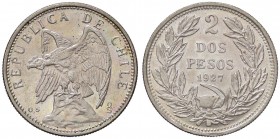 ESTERE - CILE - Repubblica - 2 Pesos 1927 Kr. 172 AG Delicata patina
qFDC