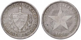 ESTERE - CUBA - Repubblica - 40 Centavos 1920 Kr. 14.3 R AG Colpetti
BB