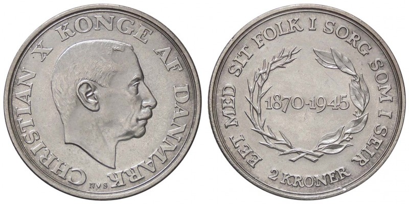 ESTERE - DANIMARCA - Cristiano X (1912-1947) - 2 Corone 1945 - 75° compleanno Kr...