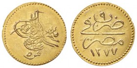 ESTERE - EGITTO - Abdul Aziz (1861-1876) - 5 Piastre 1277 Kr. 255 (AU g. 0,45)
qFDC