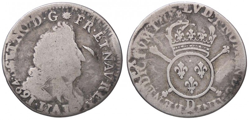 ESTERE - FRANCIA - Luigi XIV (1643-1715) - Quarto di scudo 1694 D Gad. 152 AG
M...