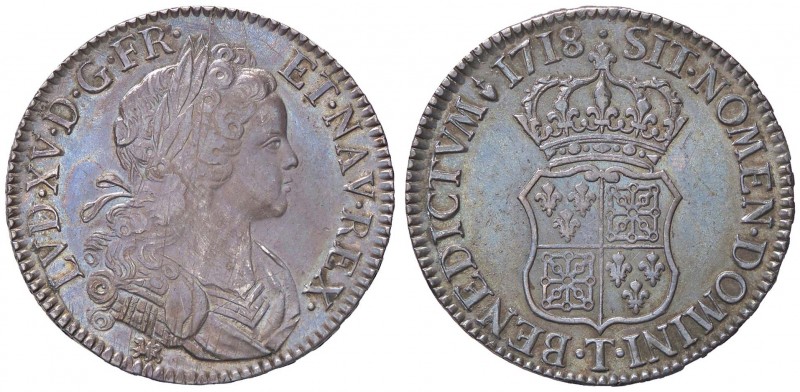 ESTERE - FRANCIA - Luigi XV (1715-1774) - Scudo 1718 T Kr. 435.20 R AG Splendida...