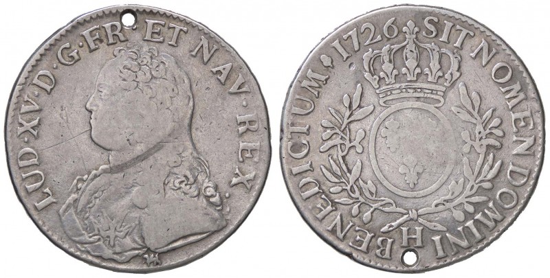 ESTERE - FRANCIA - Luigi XV (1715-1774) - Scudo 1726 H Kr. 486.9 AG Foro
MB