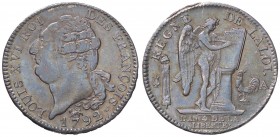 ESTERE - FRANCIA - Luigi XVI (1774-1792) - Scudo 1792 A Kr. 615.1 AG Lievi striature di conio al D/ - Delicata patina
SPL