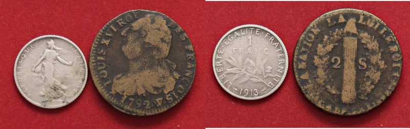 ESTERE - FRANCIA - Luigi XVI (1774-1792) - 2 Sols 1792 W Kr. 603.16 CU Assieme a...