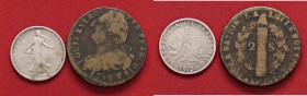 ESTERE - FRANCIA - Luigi XVI (1774-1792) - 2 Sols 1792 W Kr. 603.16 CU Assieme a franco 1913 - Lotto di 2 monete
med. MB
