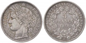 ESTERE - FRANCIA - Seconda Repubblica (1848-1852) - 5 Franchi 1849 A Kr. 761.1 AG
BB