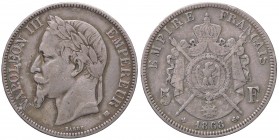ESTERE - FRANCIA - Napoleone III (1852-1870) - 5 Franchi 1868 BB - Testa laureata Kr. 799.2 AG Colpetto
qBB
