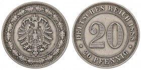 ESTERE - GERMANIA - Guglielmo I (1871-1888) - 20 Pfennig 1888 A Kr. 9.1 MI
qSPL
