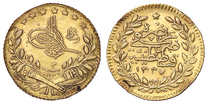 ESTERE - TURCHIA - Muhammad V (1909-1918) - 25 Kurush 1327 Kr. 752 (AU g. 1,75) ...