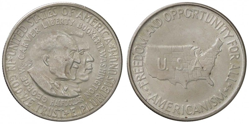 ESTERE - U.S.A. - Mezzo dollaro 1953 S - Washington e Carver Kr. 200 AG Segnetti...
